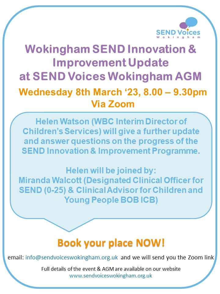 SVW AGM including Wokingham SEND Innovation & Improvement Programme Update